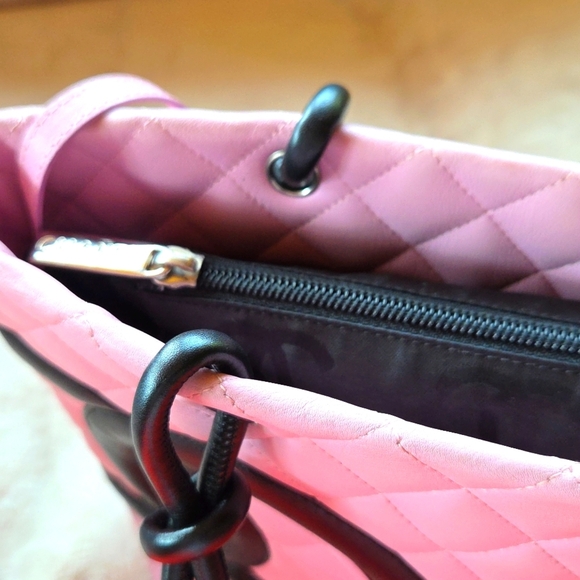 Chanel Cambon Line Small Pink and Black Quilted Tote - Picture 6 of 9
